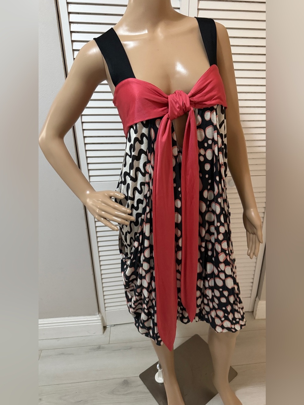Tsumori Chisato Graphic Bubble Hem Dress | Tie Front Designer Piece medium